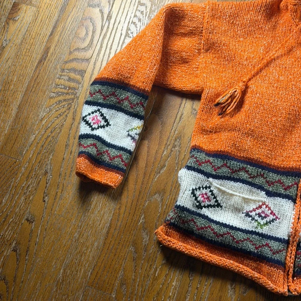 Sisandina Handicrafts M Wool Zip Pixie Cardigan Sweater Ecuador Hippie Festival
